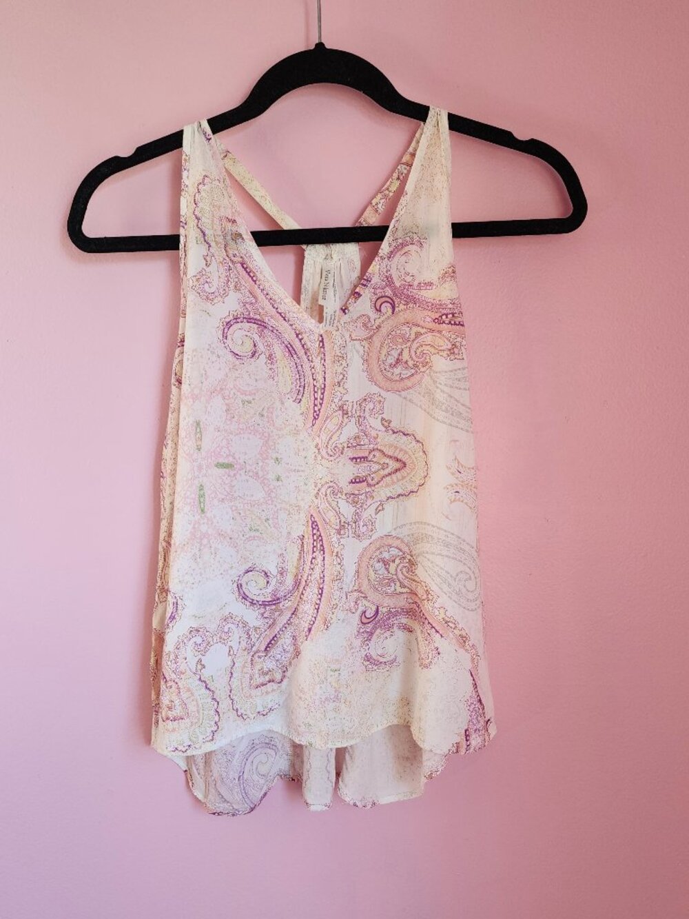 Pink and Peach Paisley Flowy Halter Top